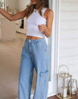 TK High Waisted Light Blue Wide leg Jeans