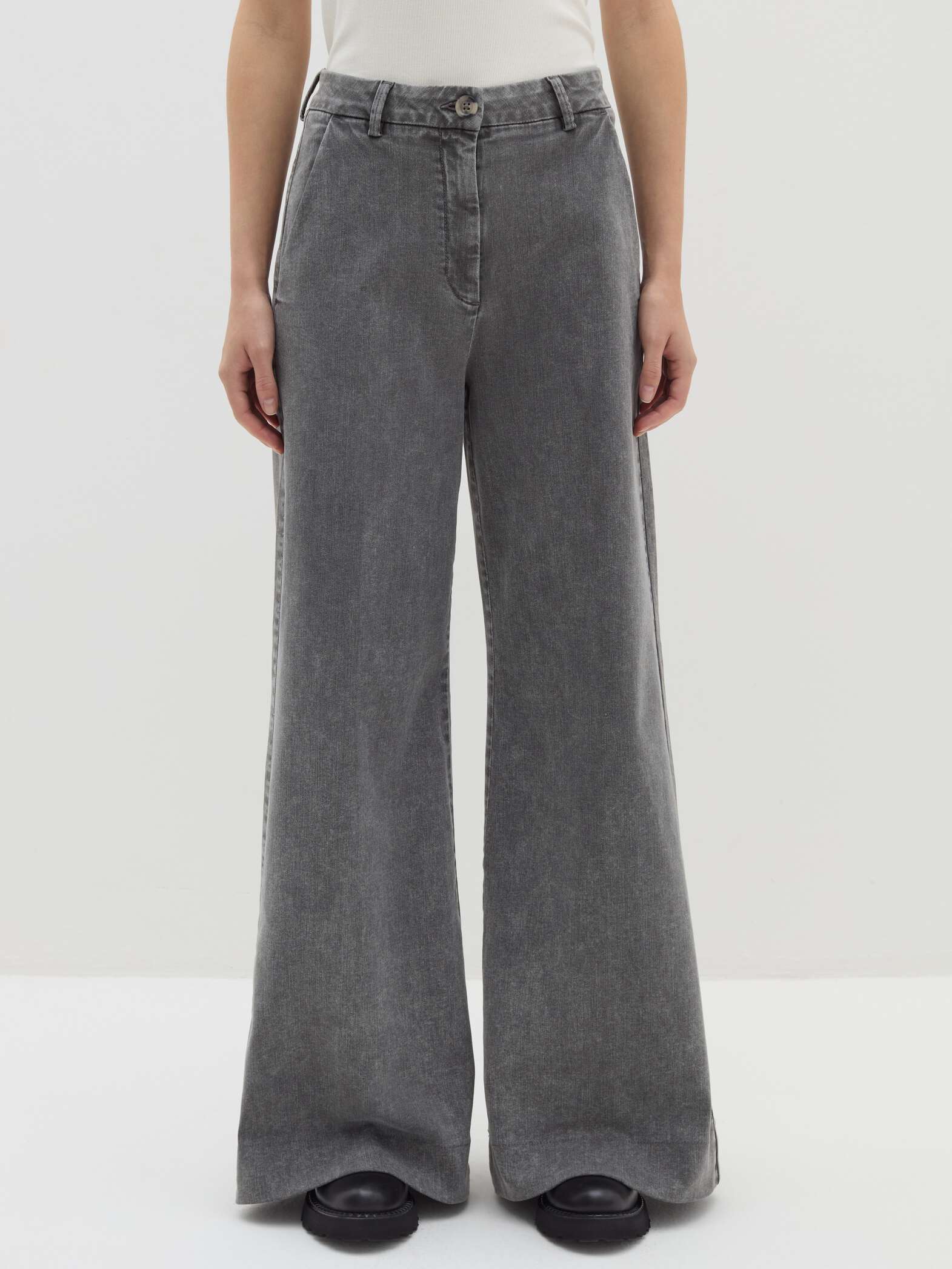 TK High Waisted Dark Grey Wide leg Jeans