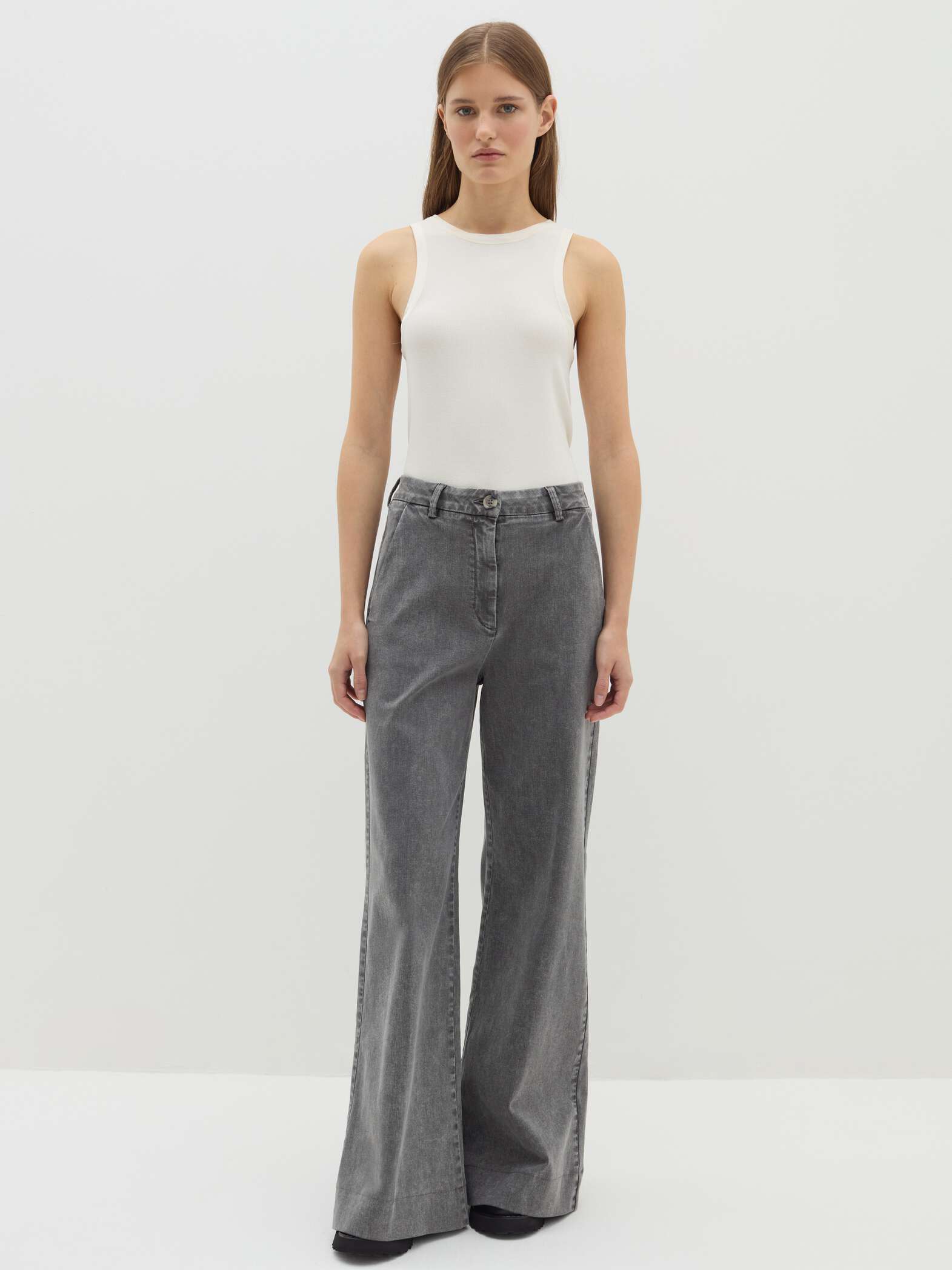 TK High Waisted Dark Grey Wide leg Jeans