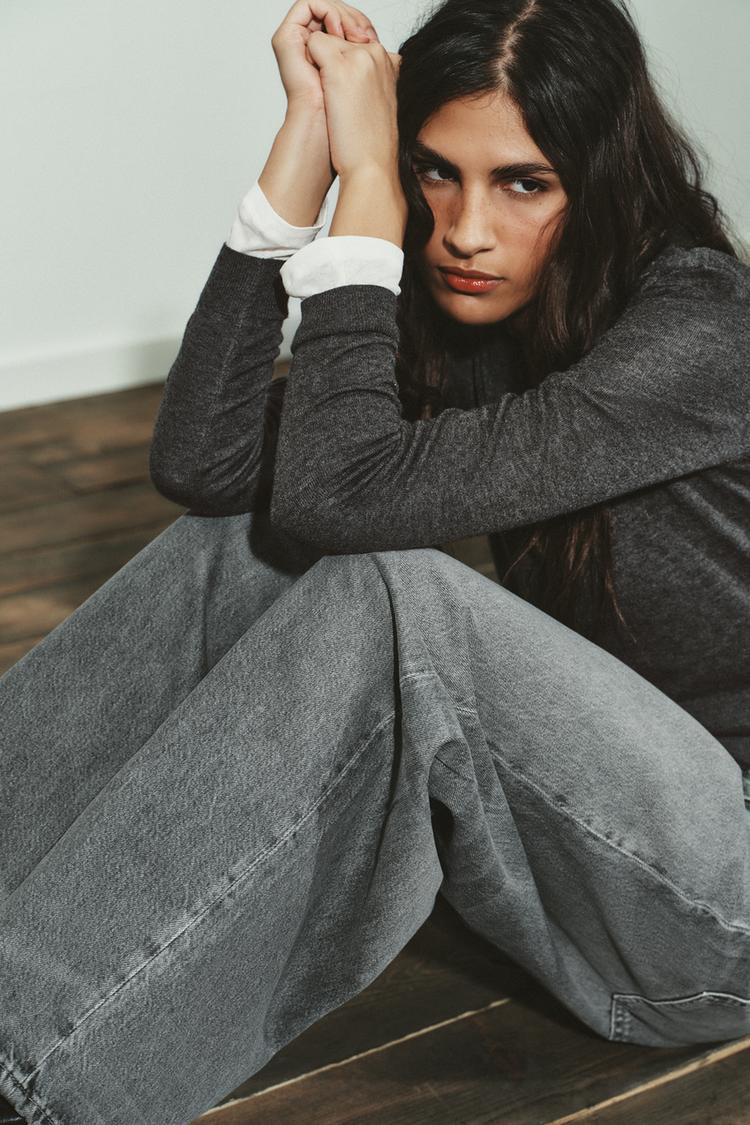 TK High Waisted Grey Waist Folded Wide leg Jeans