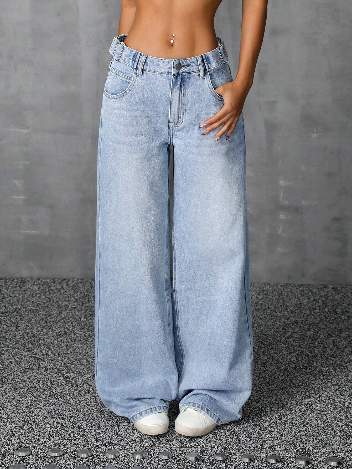 TK High Waisted Light Blue Wide leg Jeans