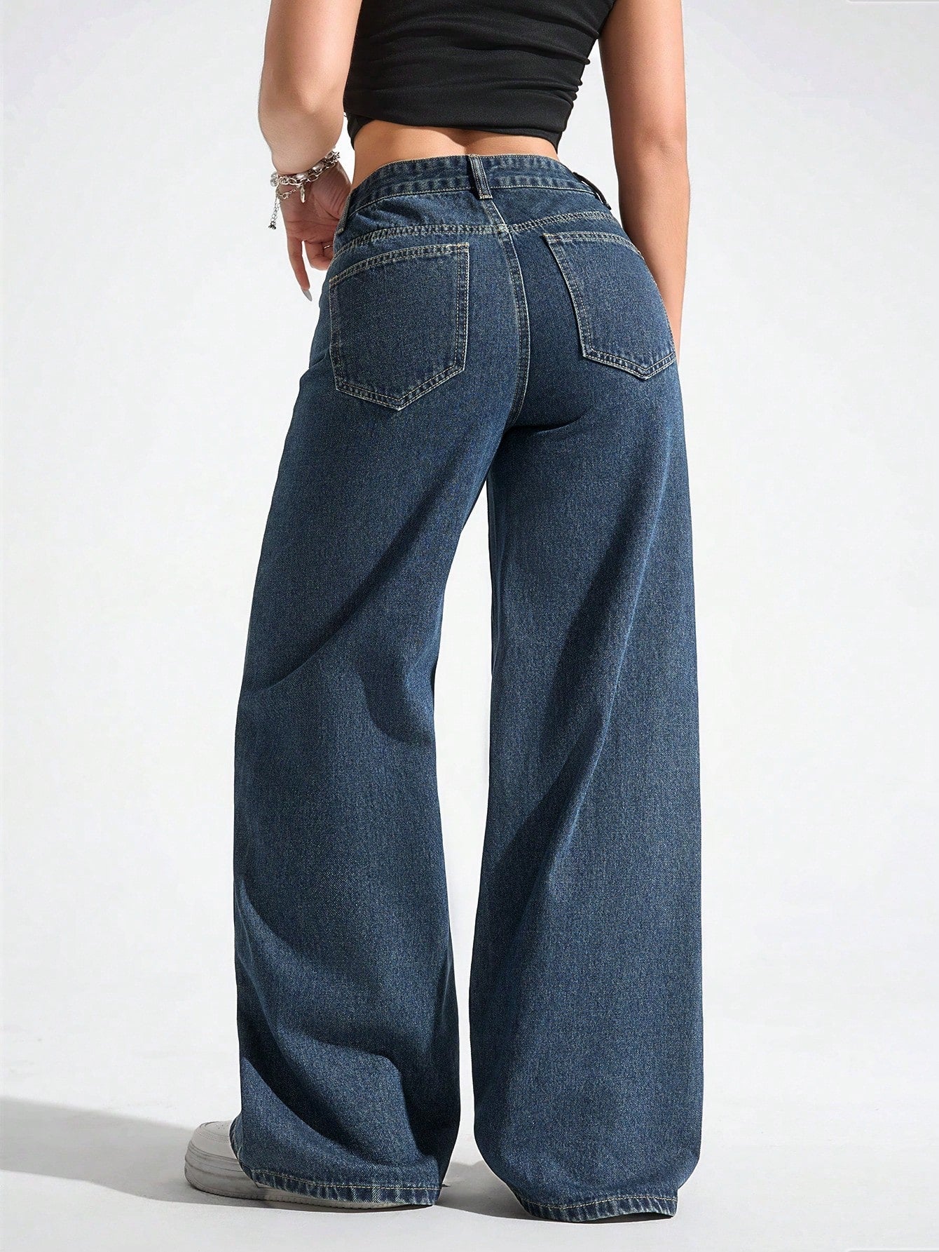 TK High Waisted Dark Blue Wide leg Jeans