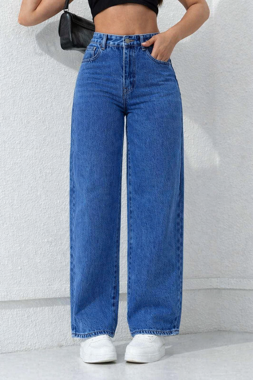 TK High Waisted Medium Blue Loose Mom Jeans