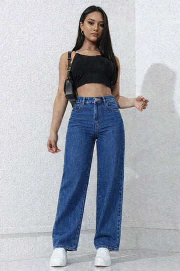 TK High Waisted Medium Blue Loose Mom Jeans