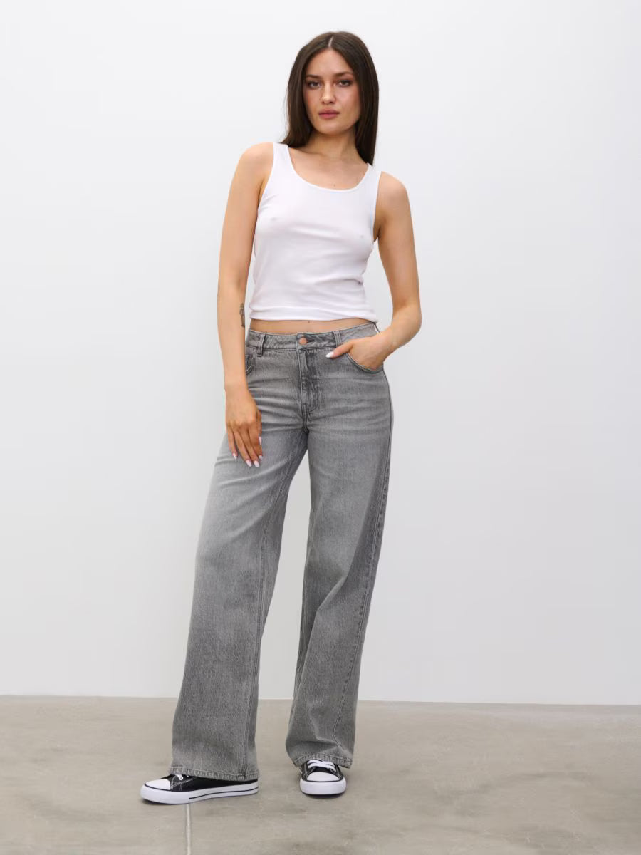 TK High Waisted Dark Grey Wide leg Jeans