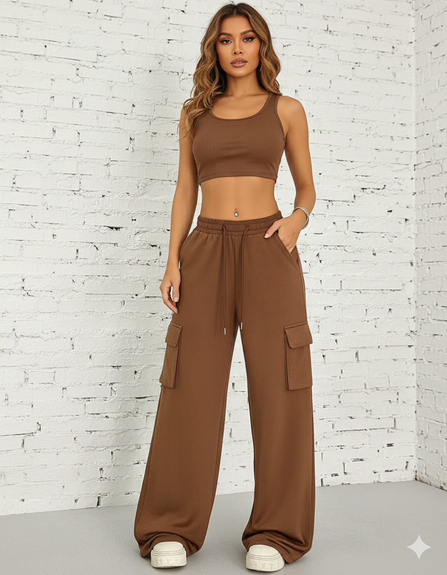 TK High Waisted Brown Cargo Trouser