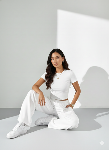 TK High Waist White Wideleg Trouser