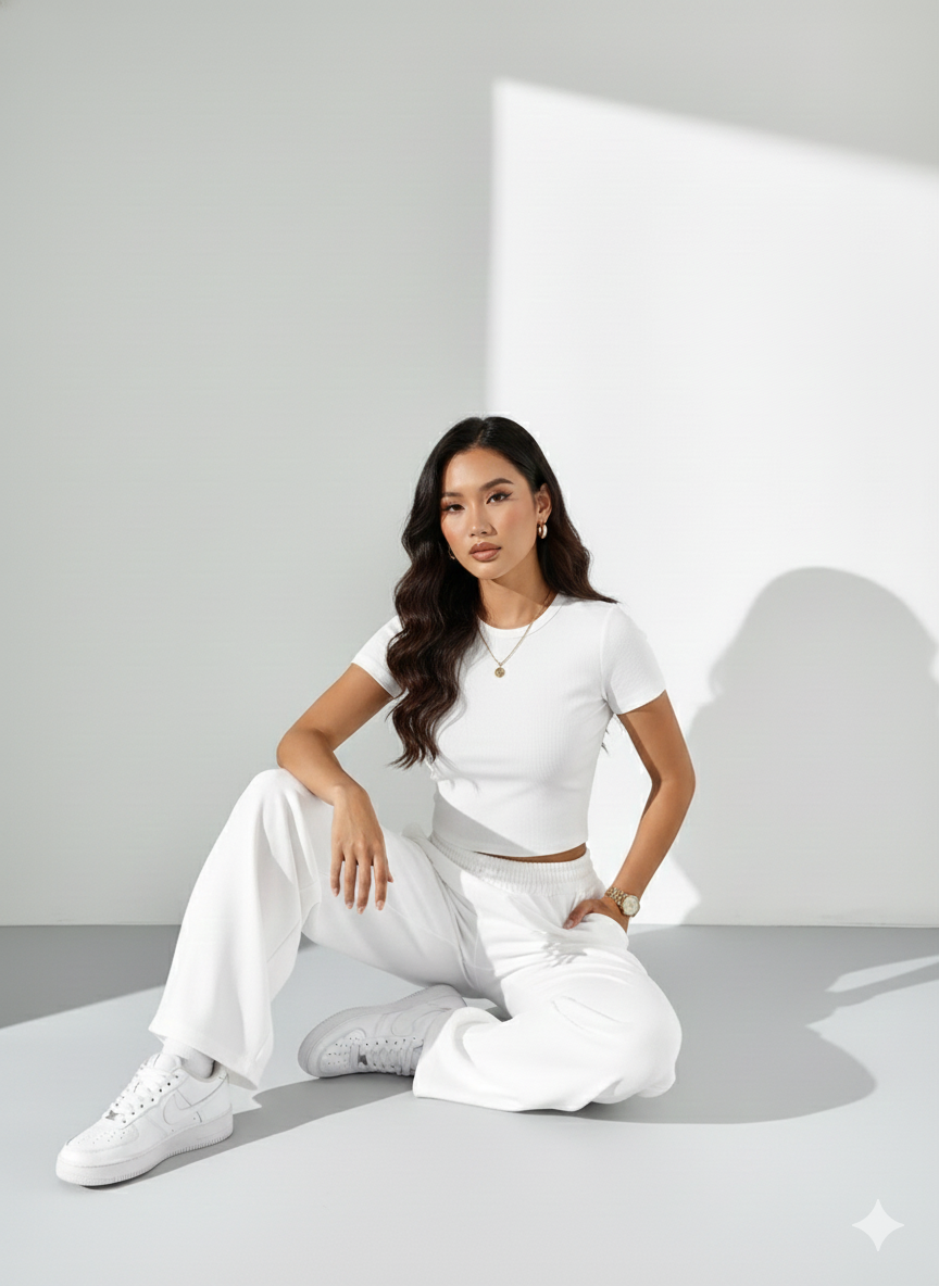 TK High Waist White Wideleg Trouser