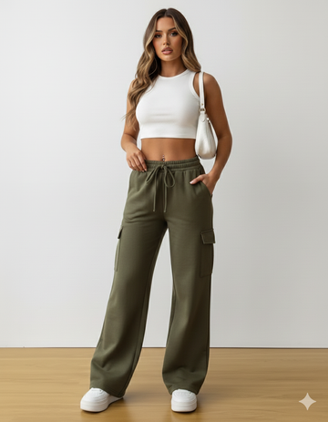 TK High Waisted Gray Cargo Trouser