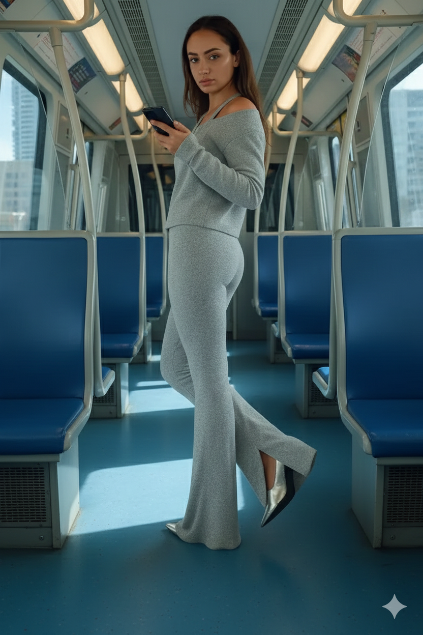 TK High Waist Grey Flare Trouser