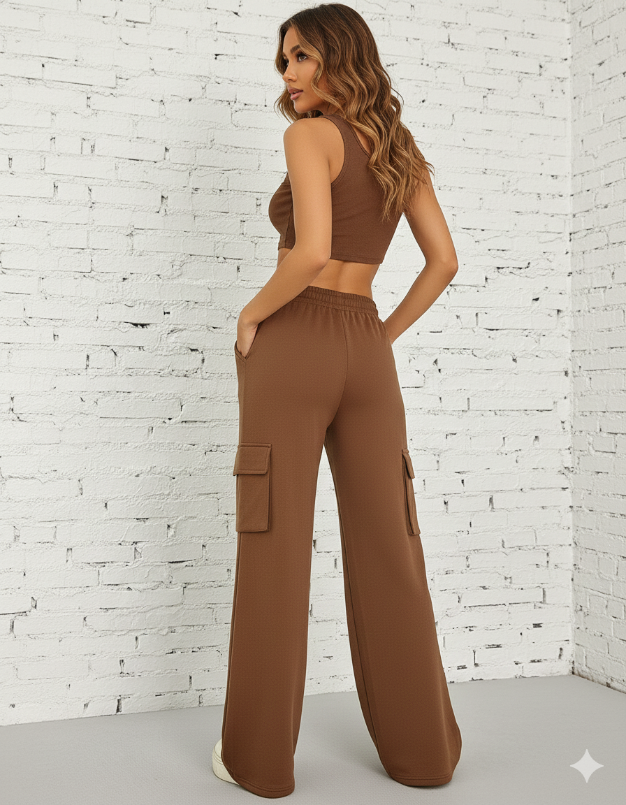 TK High Waisted Brown Cargo Trouser