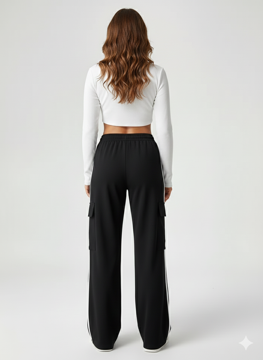 TK High Waisted  Black Wideleg Trouser