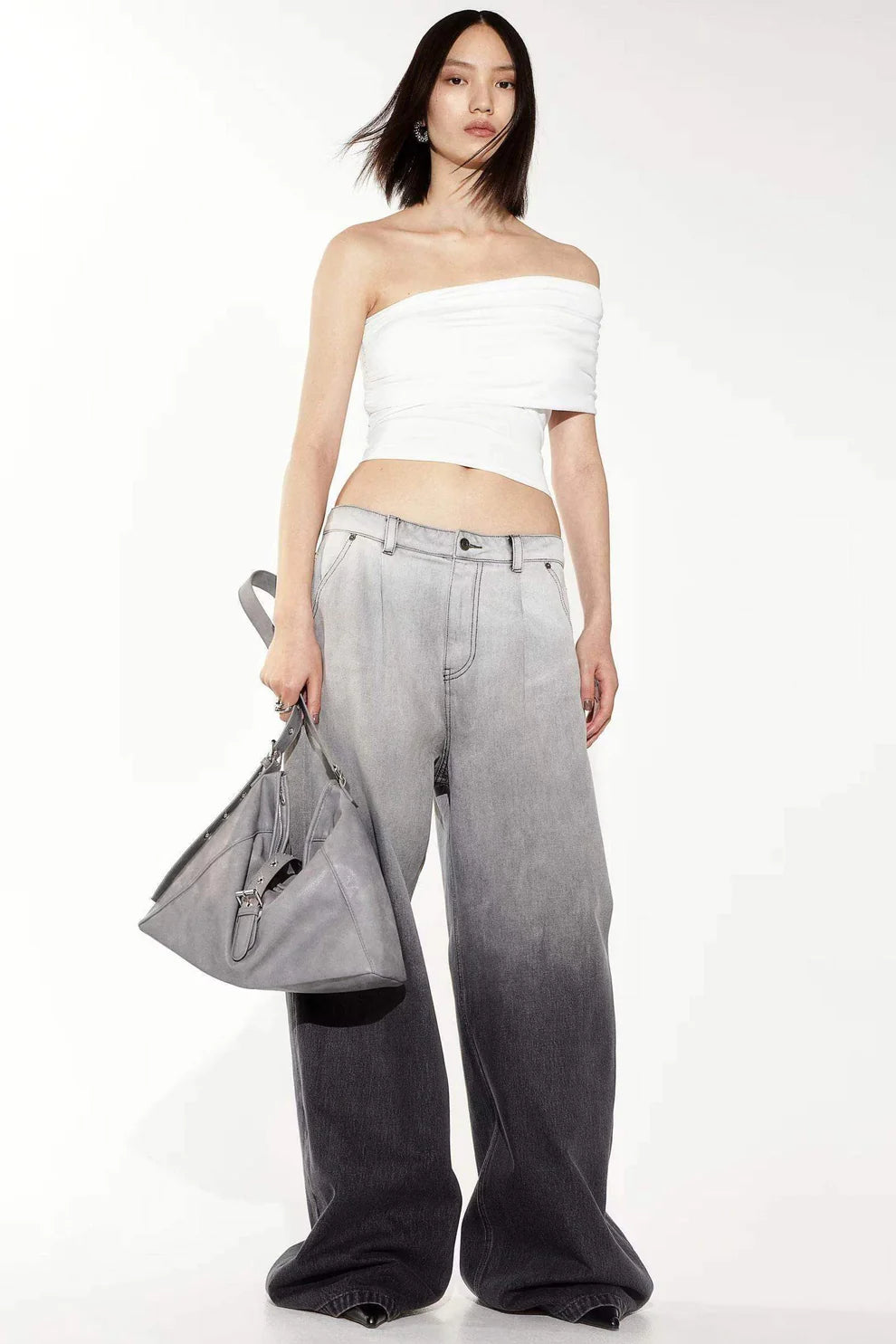 TK High Waisted Two Tone Wide leg Jeans