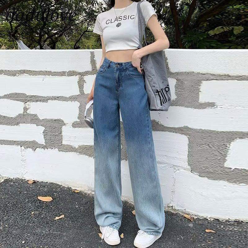 TK High Waisted Blue Two Tone Wide leg Jeans