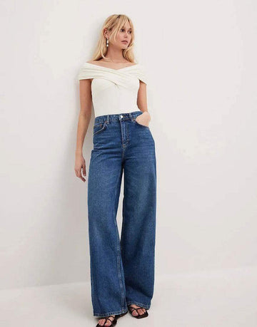 TK High Waisted Dark Blue Wide leg Jeans