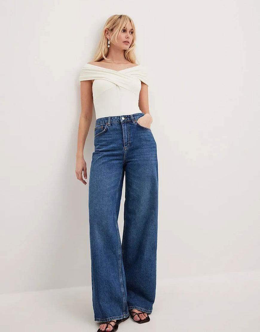 TK High Waisted Dark Blue Wide leg Jeans