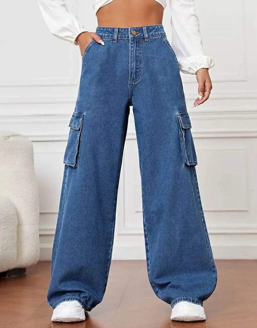 TK High Waisted DarkBlue Cargo Wide leg Wide leg Jeans