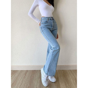 TK High Waisted Light Blue Tone Flare Jeans