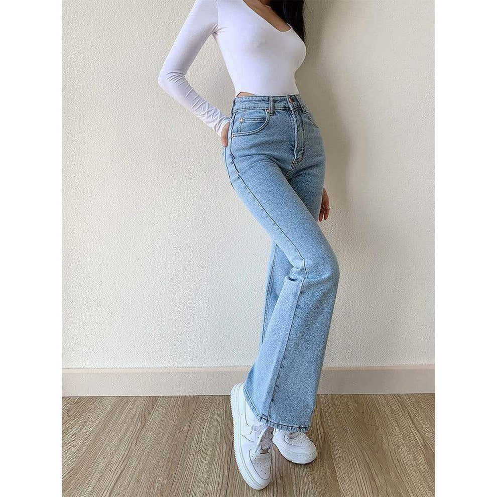 TK High Waisted Light Blue Tone Flare Jeans