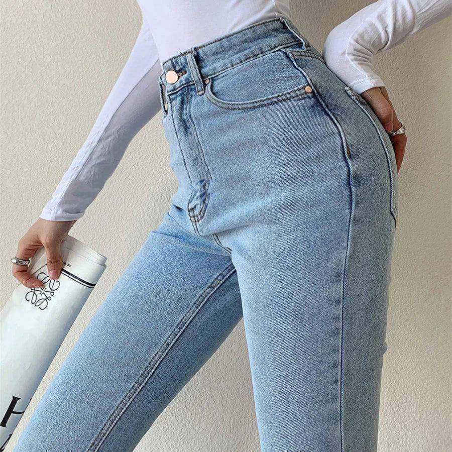 TK High Waisted Light Blue Tone Flare Jeans