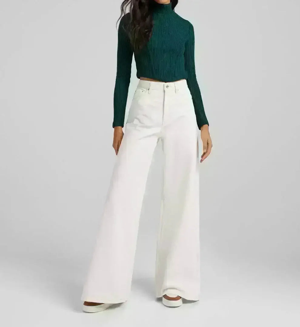TK High Waisted White Wide leg Jeans