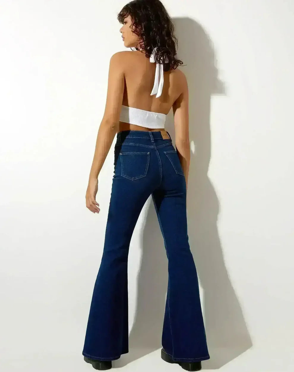 TK High Waisted Dark Blue Tone Flare Jeans