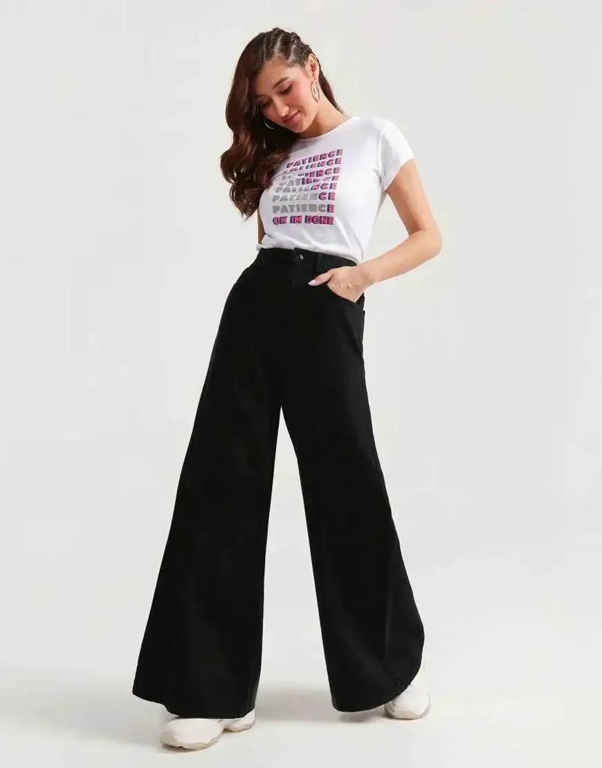 TK High Waisted Black Wide leg Jeans