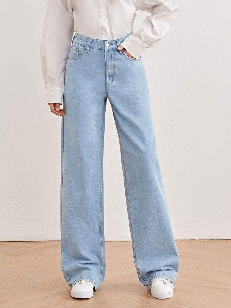 TK High Waisted Light Blue Wide leg Jeans