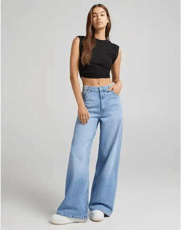 TK High Waisted Mid Blue Wide leg Jeans